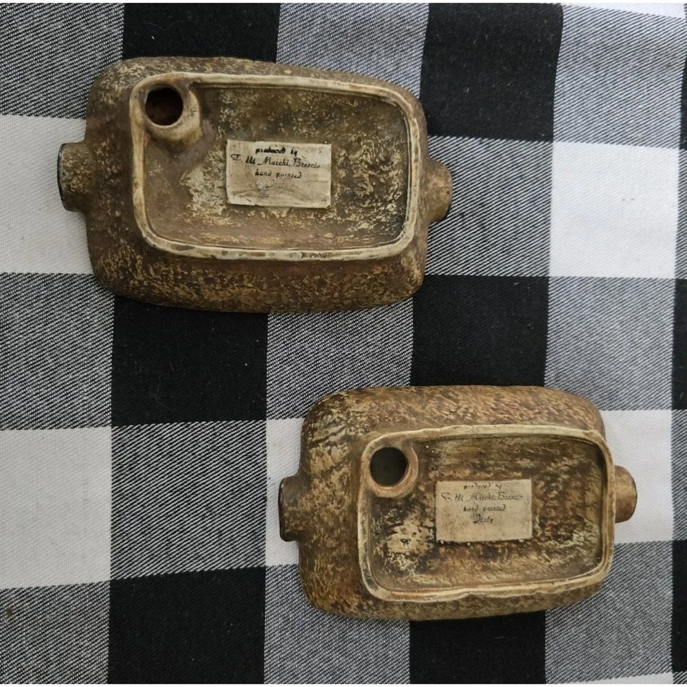 VTG F. Lli Marchi Brescia Egyptian Themed Ashtrays Italian Art Pottery Lot‎ of 2